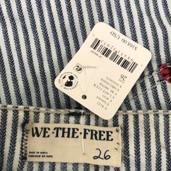 Free People Striped Straight Leg Pants - Blue and Red - Picture 6 of 10